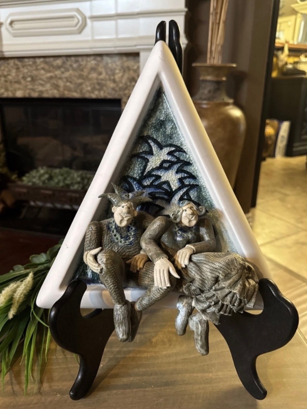 Rare Veramia Clay Artwork. 13” x 11” x 1”.